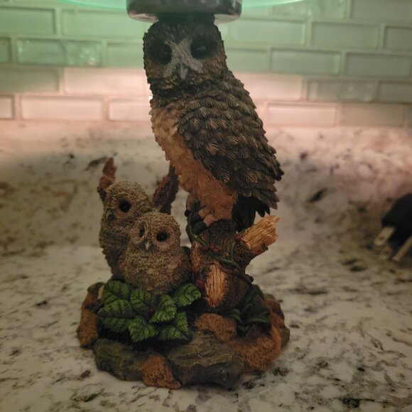 Westland Giftware Owl Family Candle Holder With Green Shade - Picture 2 of 9